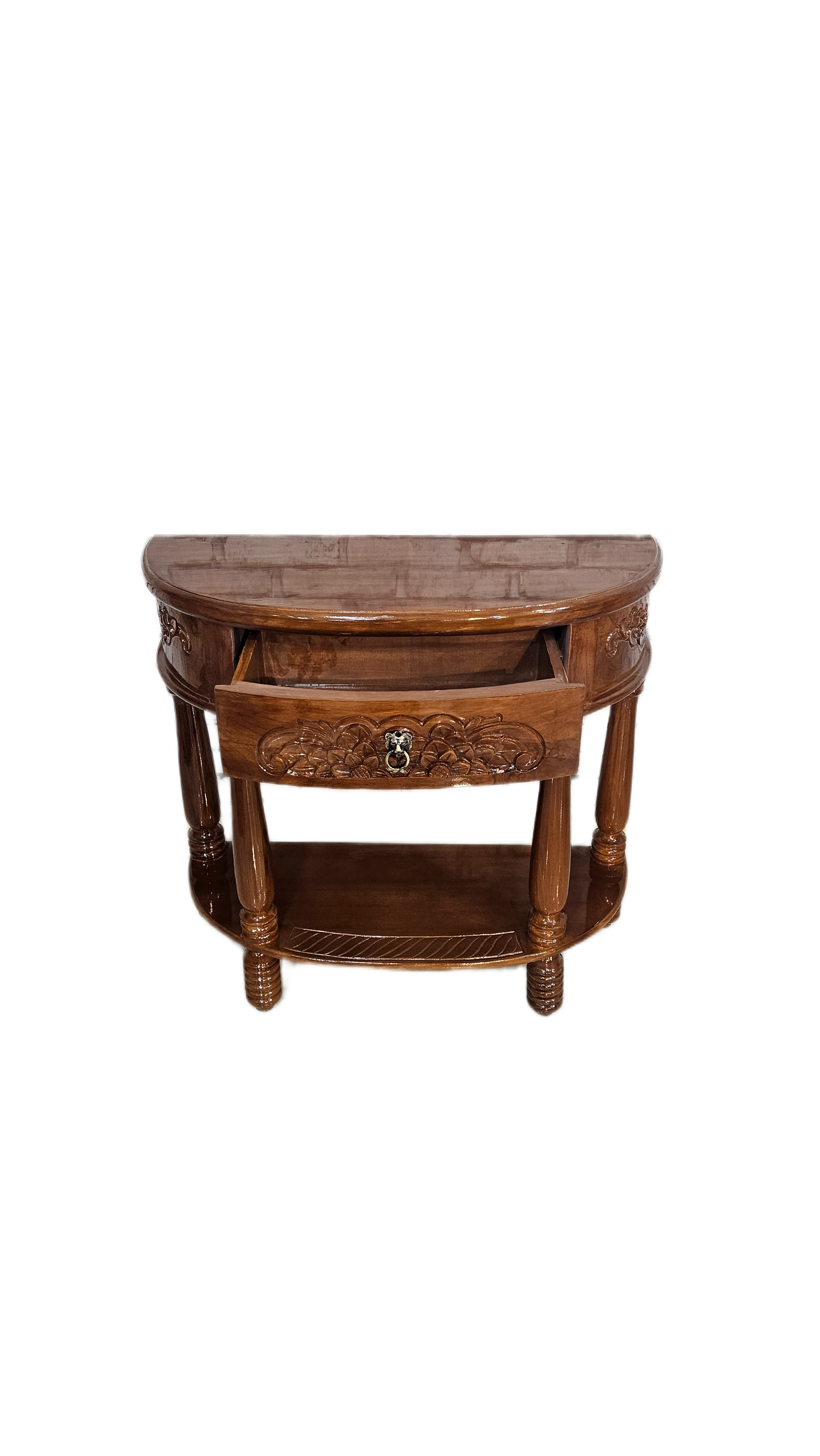 Antique Hand-Carved Wooden Console Table for Living Room