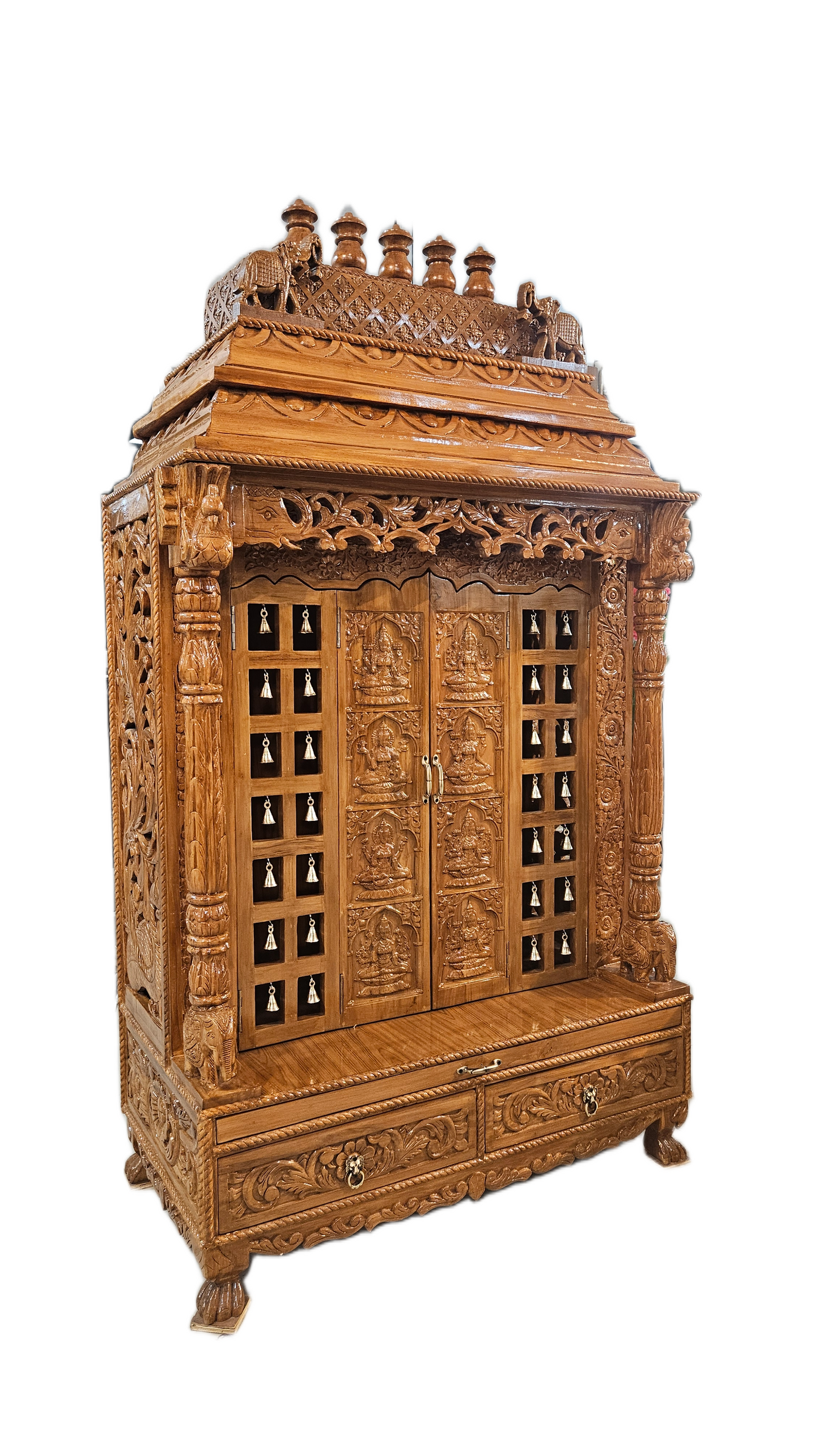 Premium Handmade Wooden Temple with Storage Options