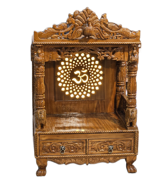 Classic Wooden Pooja Mandir with Ornamental Design