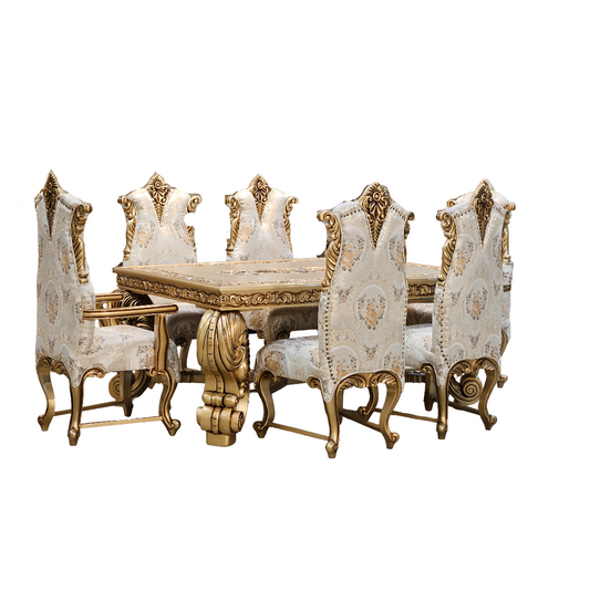 Royal Hand-Carved Wooden Dining Table Set for Luxurious Dining Spaces