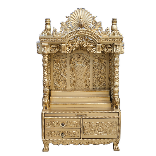 Elegant Handmade Wooden Temple with Drawers