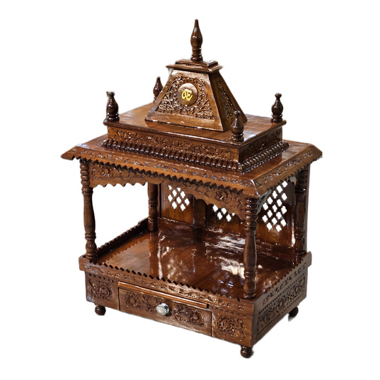 Durable Wooden Mandir with Minimalist Design