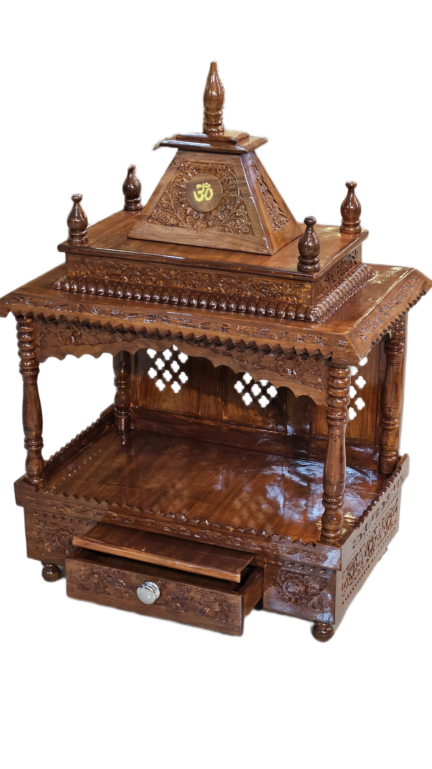 Durable Wooden Mandir with Minimalist Design