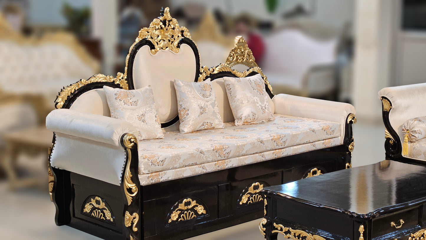 Classic Royal Wooden Sofa Set | Hand-Carved Designer Sofa