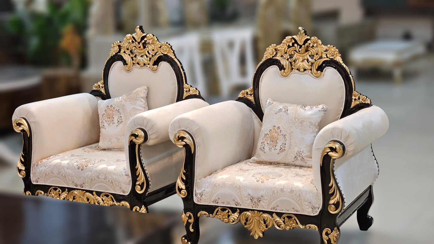 Classic Royal Wooden Sofa Set | Hand-Carved Designer Sofa