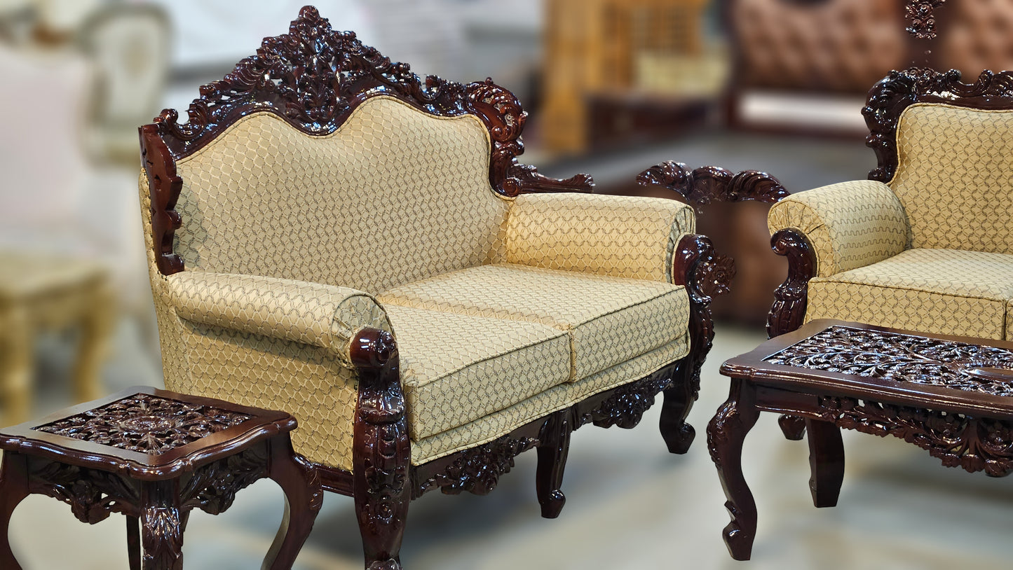 Solid Wood Antique Sofa Set | Premium Hand-Carved Furniture