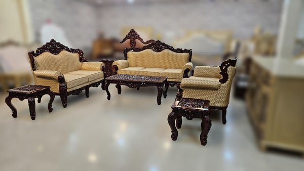 Solid Wood Antique Sofa Set | Premium Hand-Carved Furniture