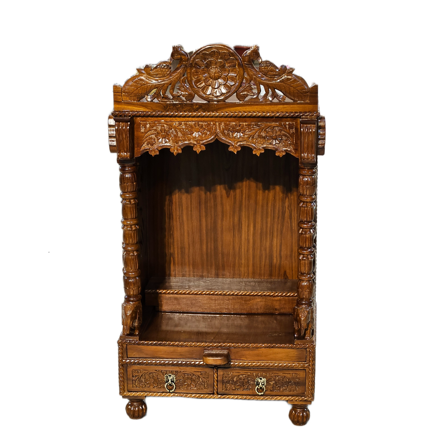 Artistic Wooden Pooja Temple for Living Spaces