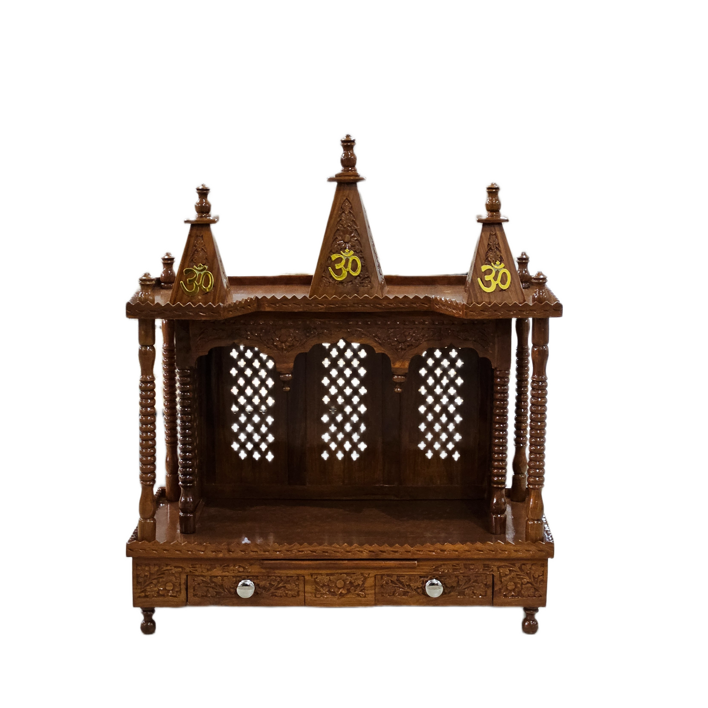 Premium Handmade Wooden Temple with Storage Options
