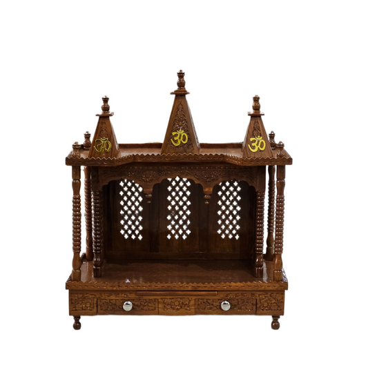Premium Handmade Wooden Temple with Storage Options