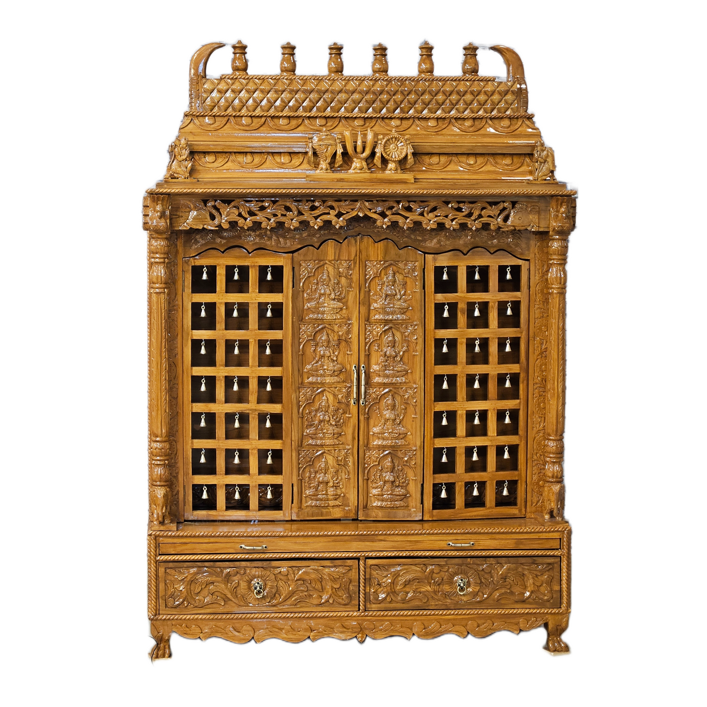 Traditional Wooden Temple for Home Pooja Room