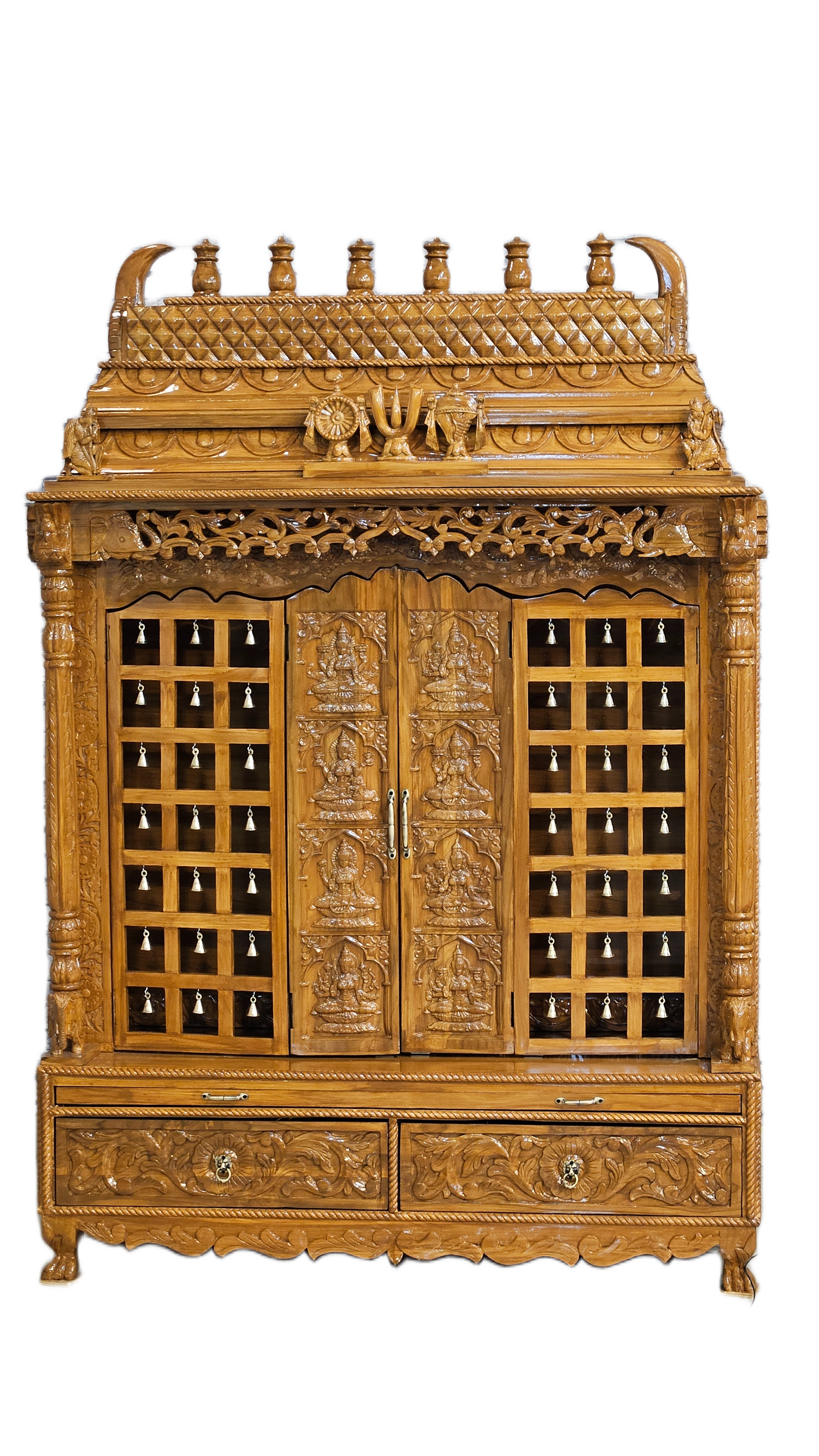 Traditional Wooden Temple for Home Pooja Room