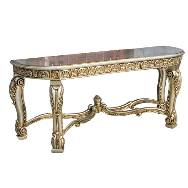 Luxury Solid Wood Console Table with Royal Handcrafted Floral Carvings