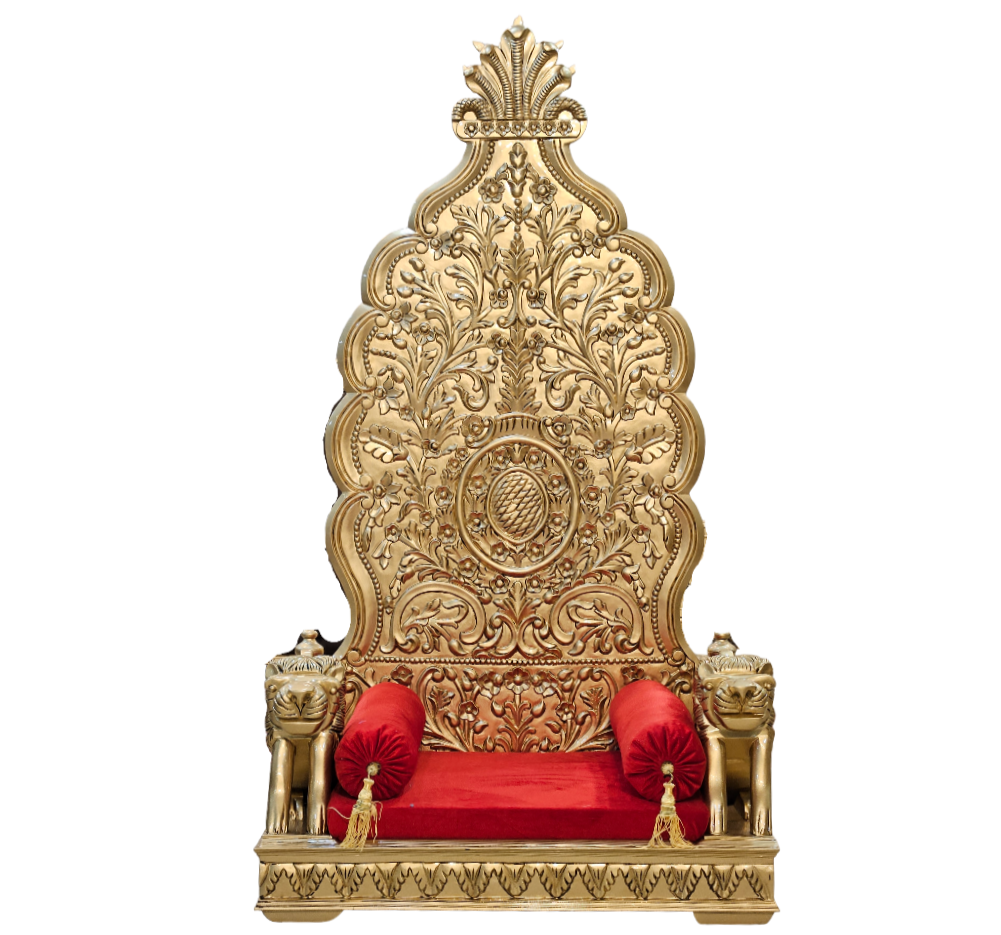 Handcrafted Wooden Guruji Chair with Royal Carving