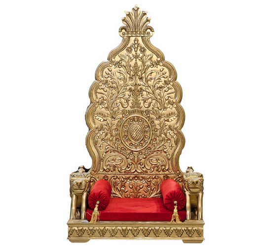 Handcrafted Wooden Guruji Chair with Royal Carving