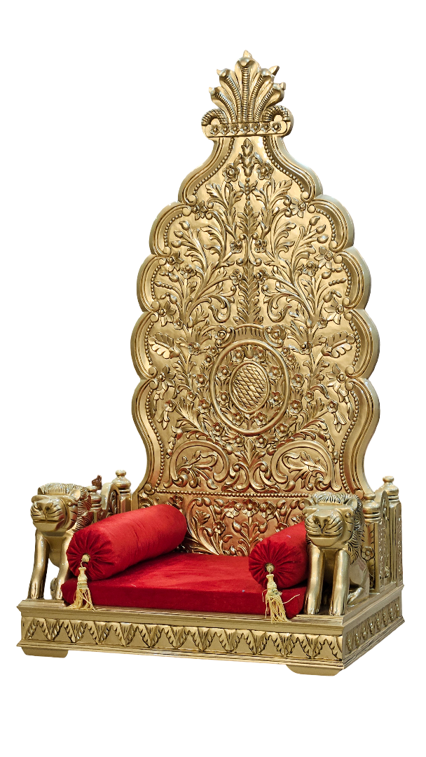 Handcrafted Wooden Guruji Chair with Royal Carving