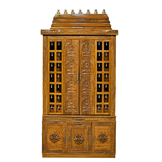 Handmade Wooden Temple with Fine Finishing