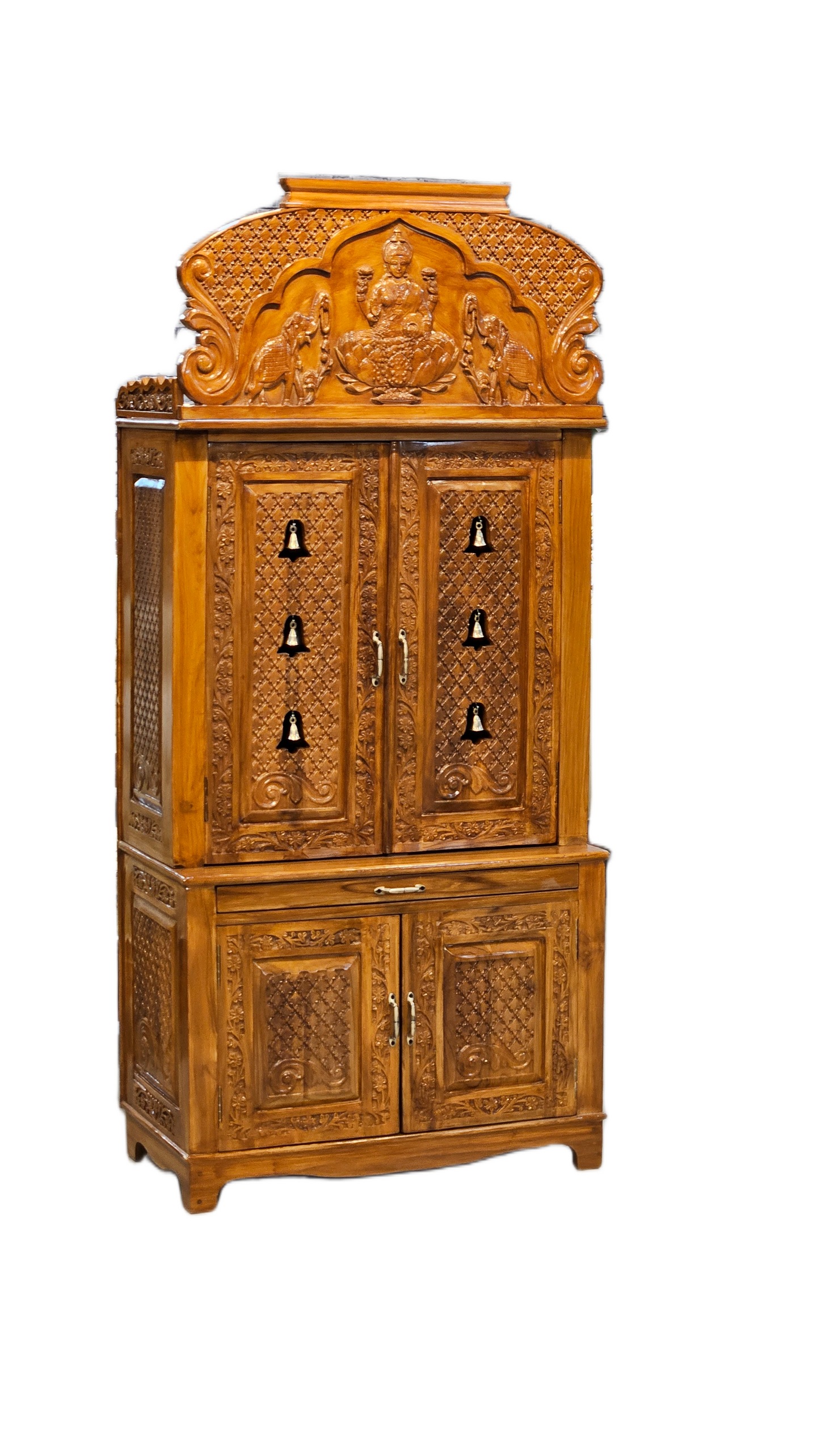 Decorative Wooden Pooja Mandir with Hand Carving
