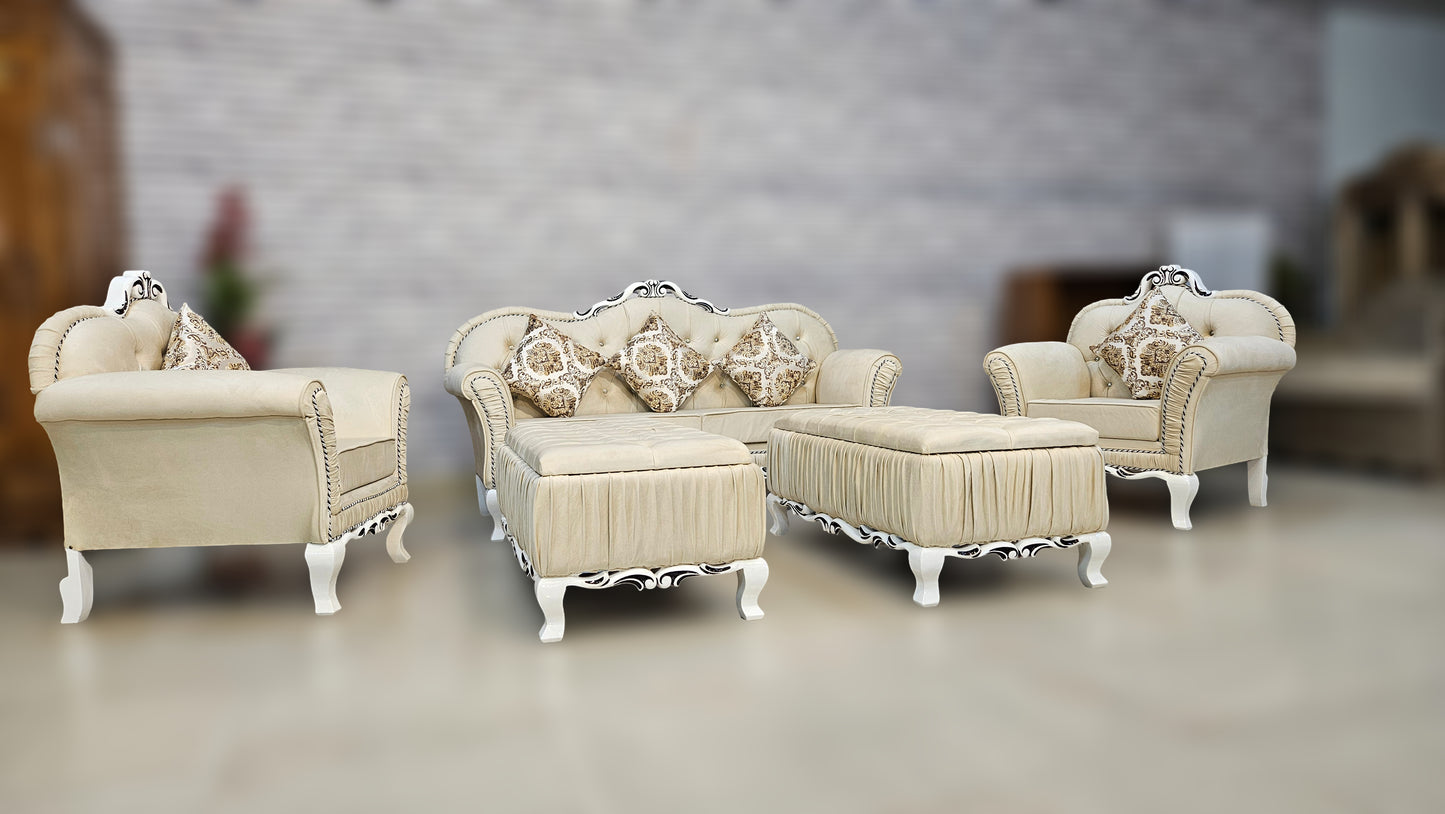 Vintage Hand-Carved Sofa Set | Solid Wood Traditional Sofa