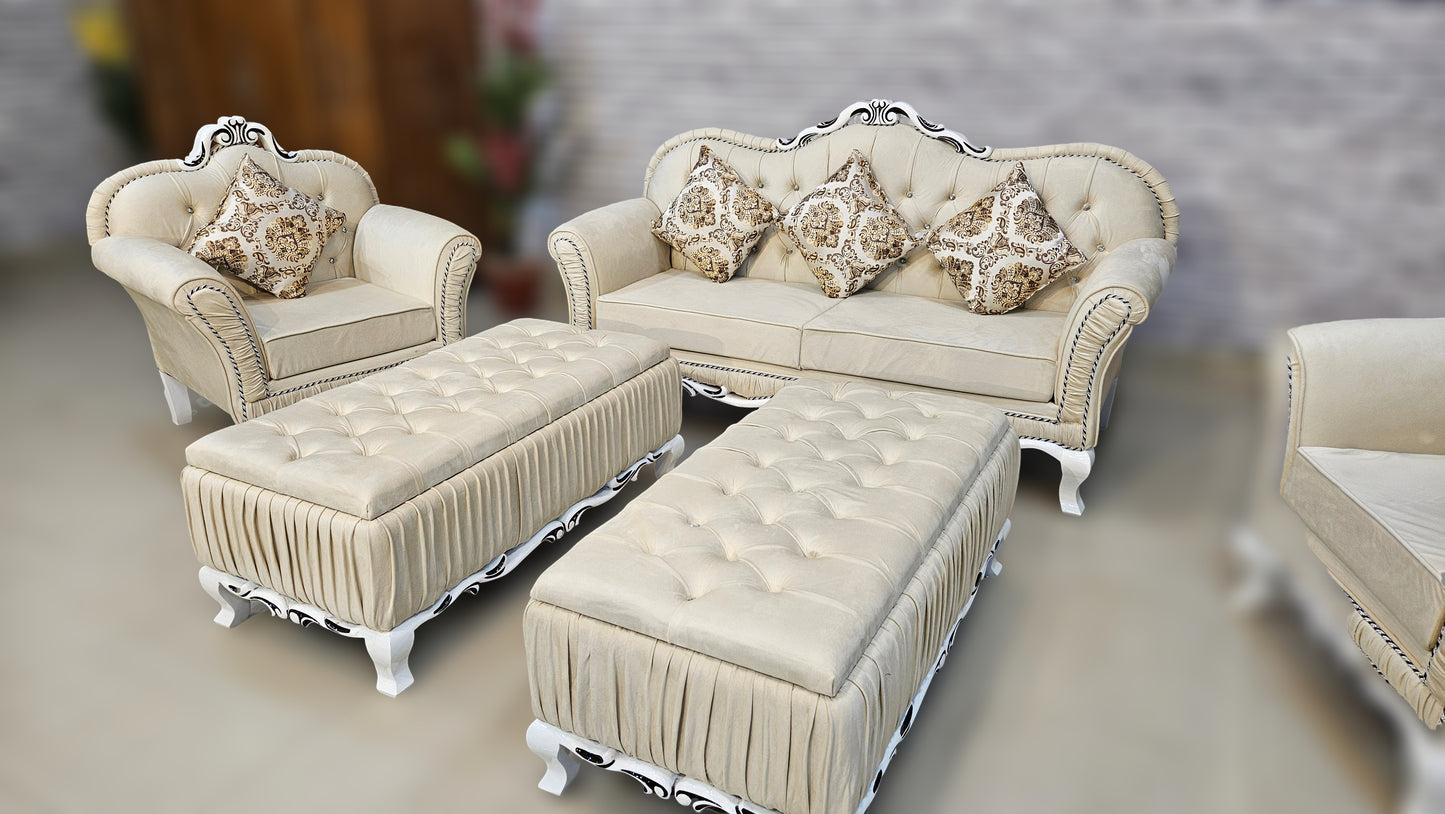 Vintage Hand-Carved Sofa Set | Solid Wood Traditional Sofa