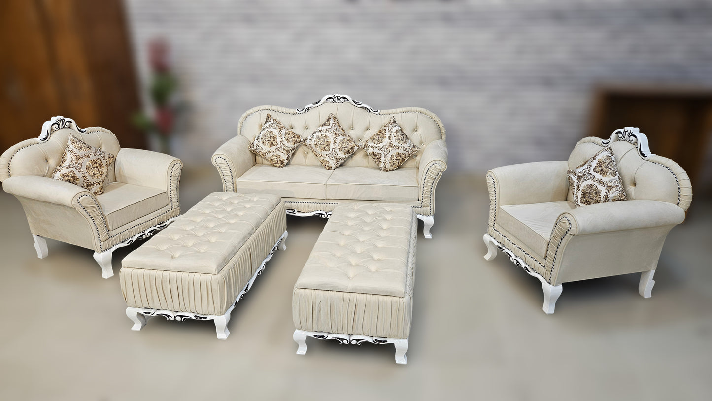 Vintage Hand-Carved Sofa Set | Solid Wood Traditional Sofa