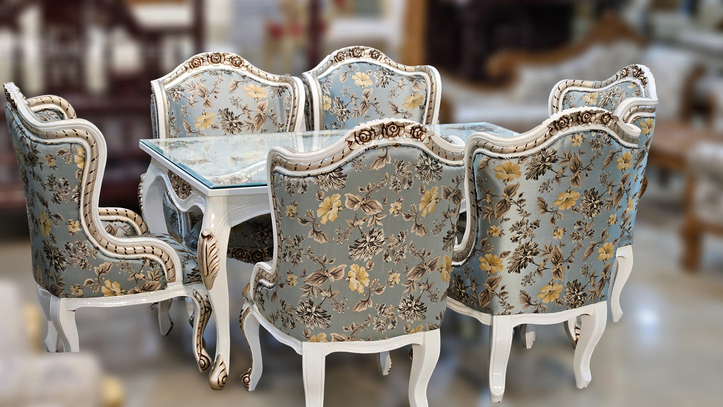 Elegant Handcrafted Wooden Dining Table Set for Classic Interiors