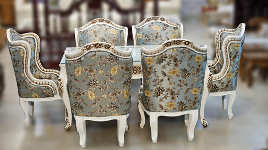 Elegant Handcrafted Wooden Dining Table Set for Classic Interiors