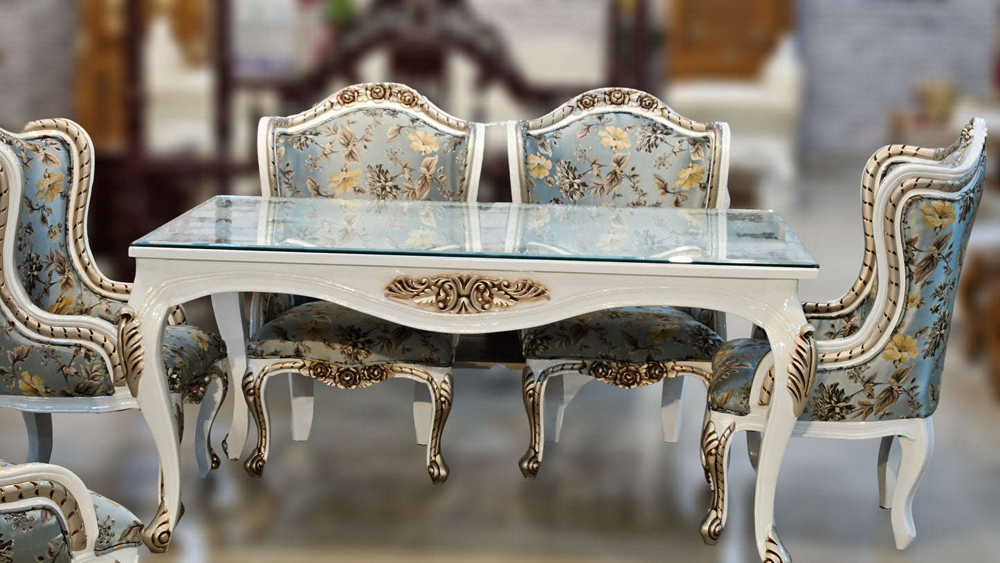 Elegant Handcrafted Wooden Dining Table Set for Classic Interiors