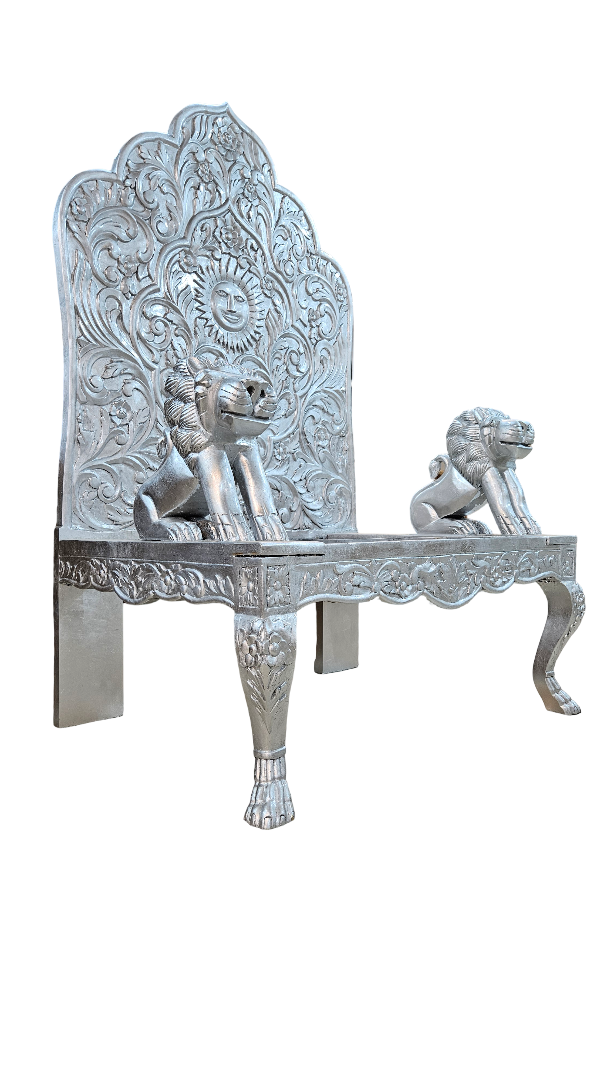 Royal Silver Wooden Guruji Chair – Handcrafted Design