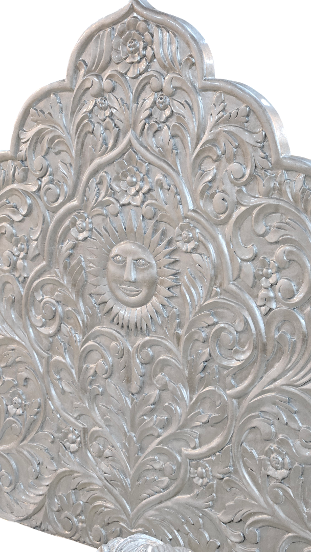 Royal Silver Wooden Guruji Chair – Handcrafted Design