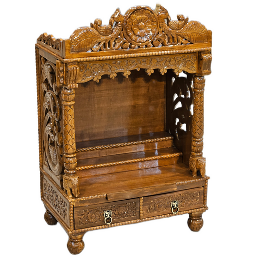 Elegant Home Pooja Mandir in Wooden Finish