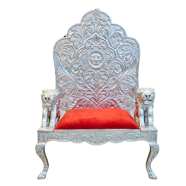 Royal Silver Wooden Guruji Chair – Handcrafted Design