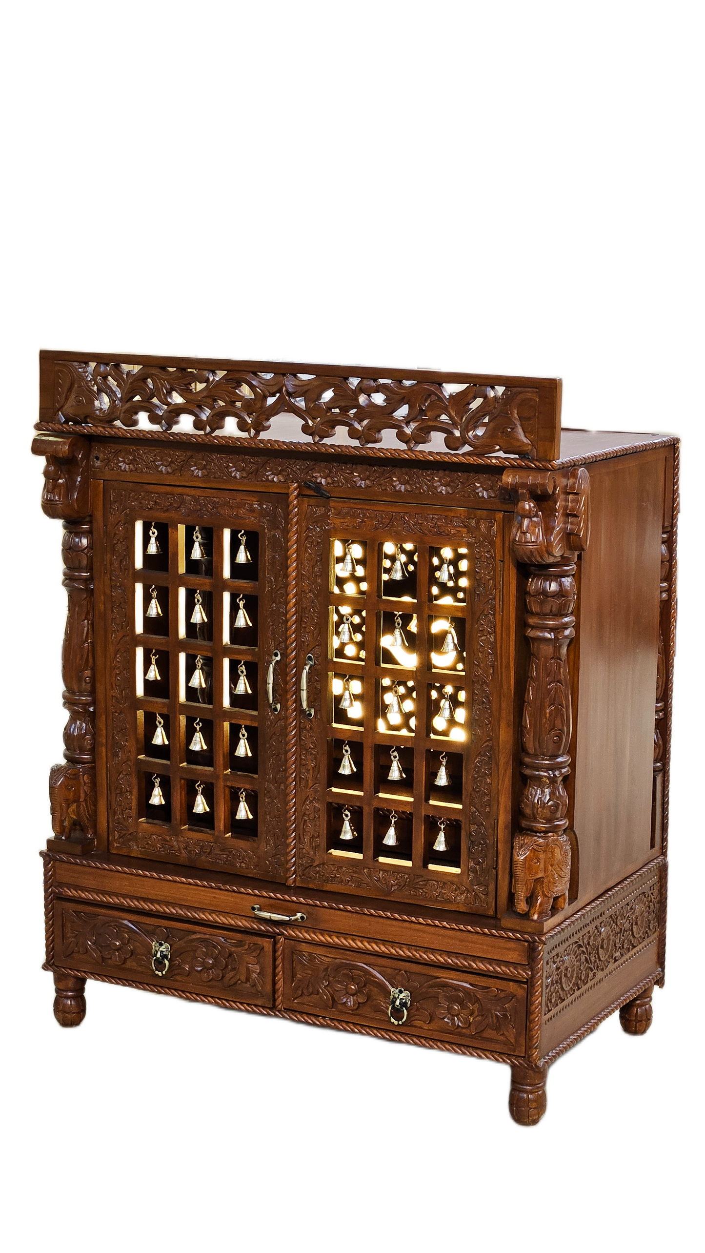 Antique Wooden Temple with Traditional Indian Design