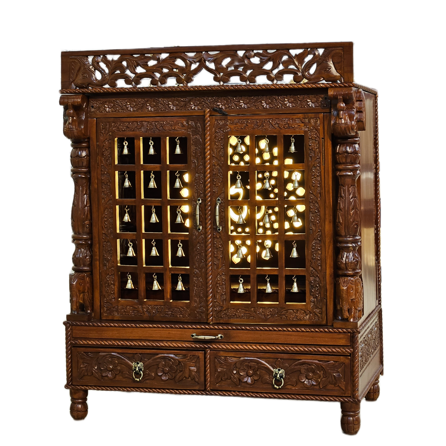 Antique Wooden Temple with Traditional Indian Design