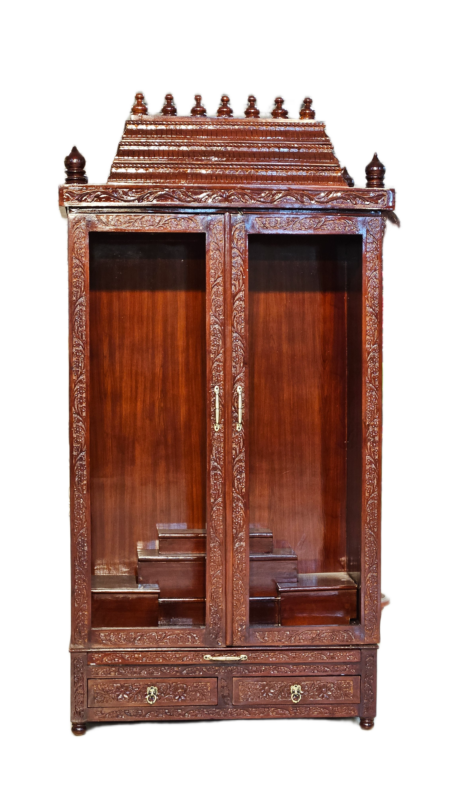 Premium Solid Wood Mandir with Polished Finish