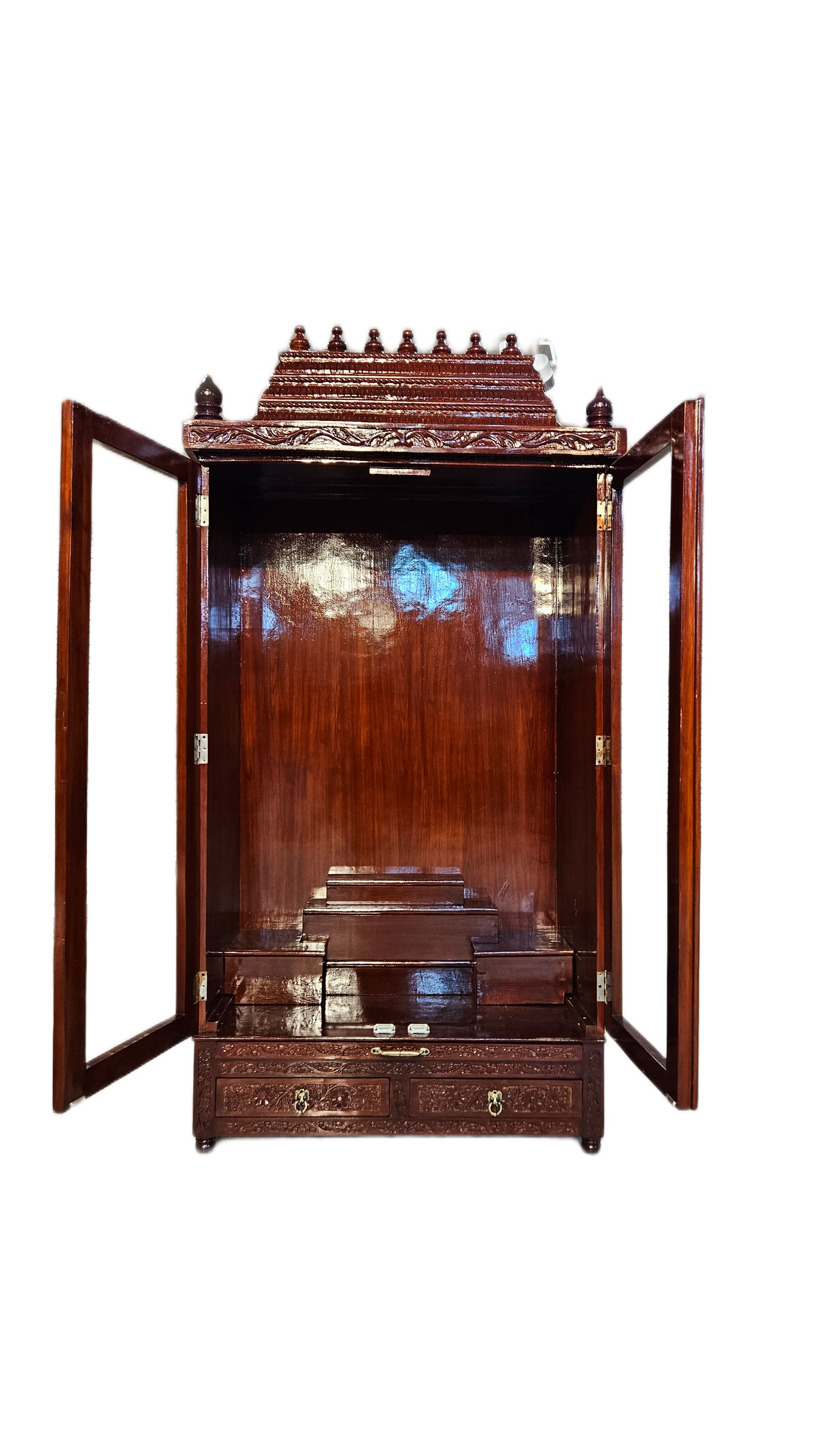 Premium Solid Wood Mandir with Polished Finish