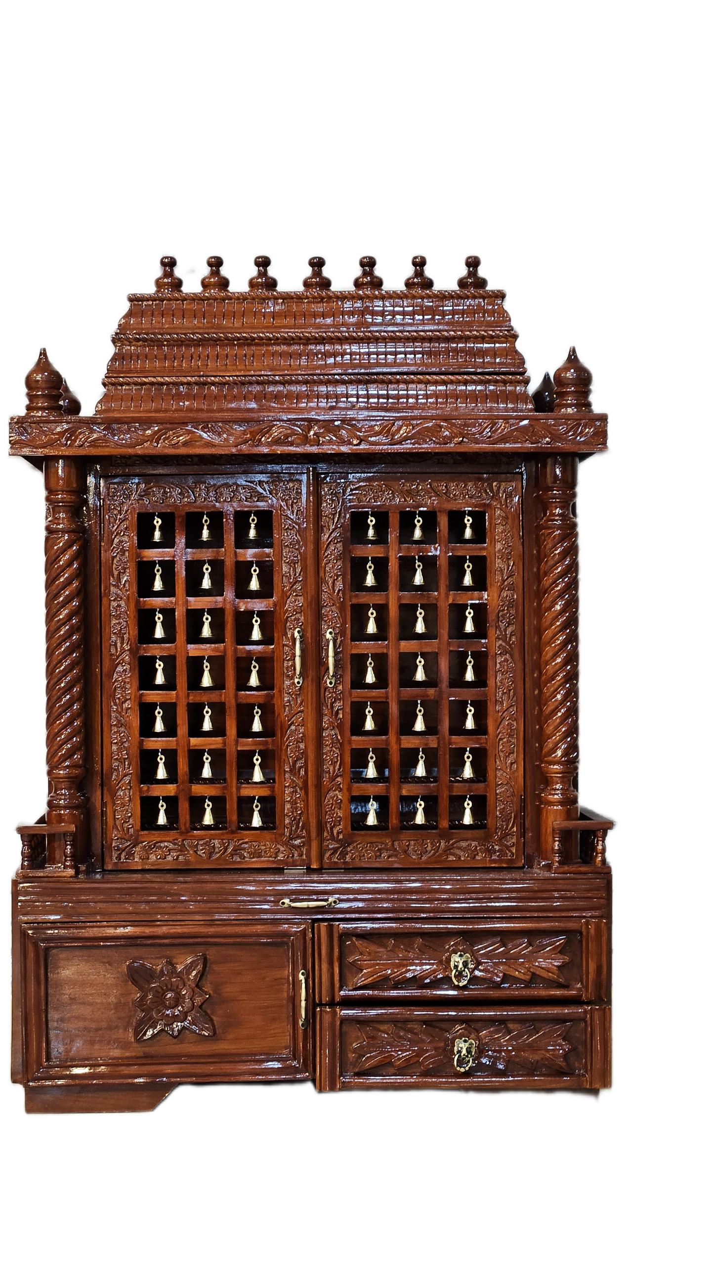 Elegant Handmade Wooden Temple with Drawers