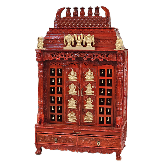Traditional Wooden Temple for Home Pooja Room