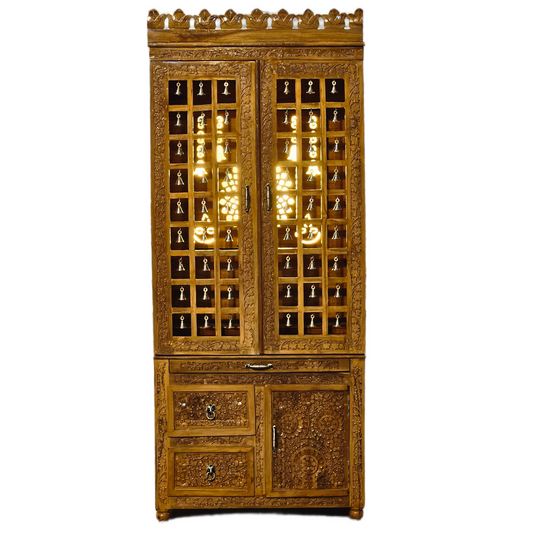 Minimalist Wooden Temple With Led Back Design