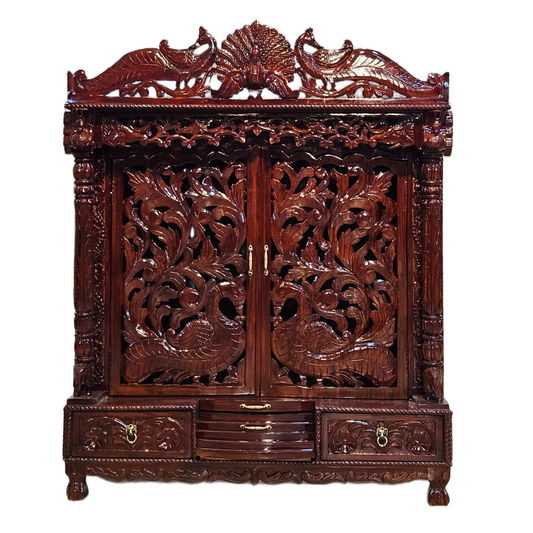 Minimalist Wooden Pooja Mandir with Doors