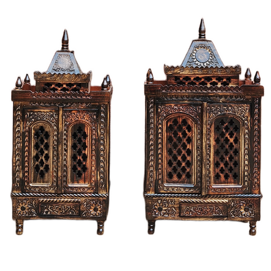 Elegant Wall Mounted Pooja Mandir in Wooden Finish