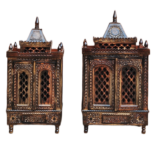 Elegant Wall Mounted Pooja Mandir in Wooden Finish