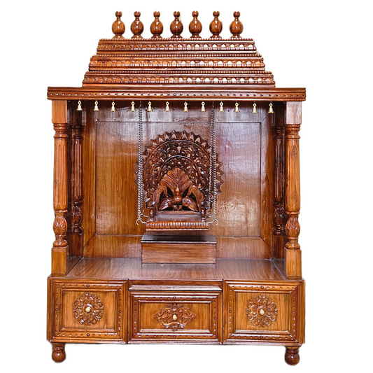 Designer Wooden Gopuram Temple with Spacious Drawers