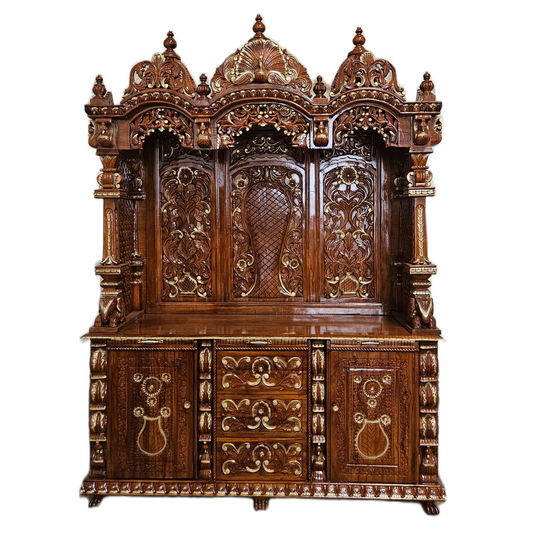 Artistic Wooden Pooja Temple for Living Spaces
