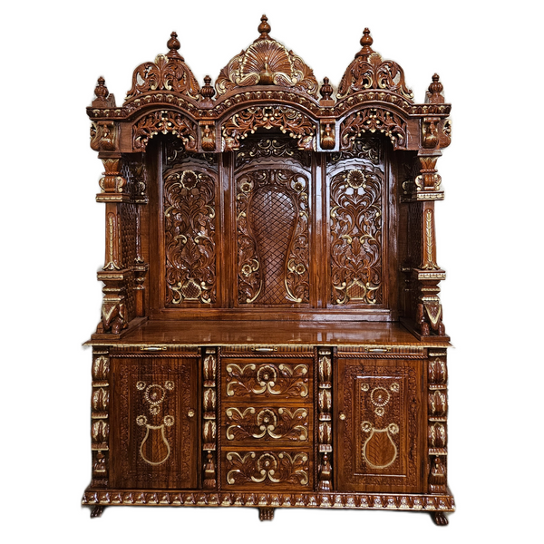 Artistic Wooden Pooja Temple for Living Spaces