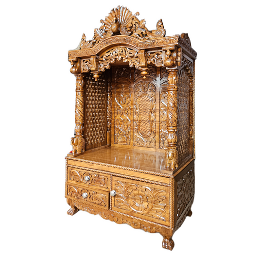 Modern Wooden Mandir with Smooth Polish
