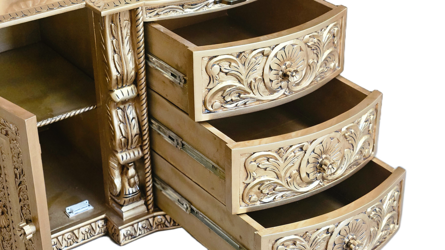 Premium Handcrafted Wooden Temple with Storage Options