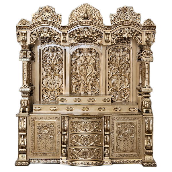 Premium Handcrafted Wooden Temple with Storage Options