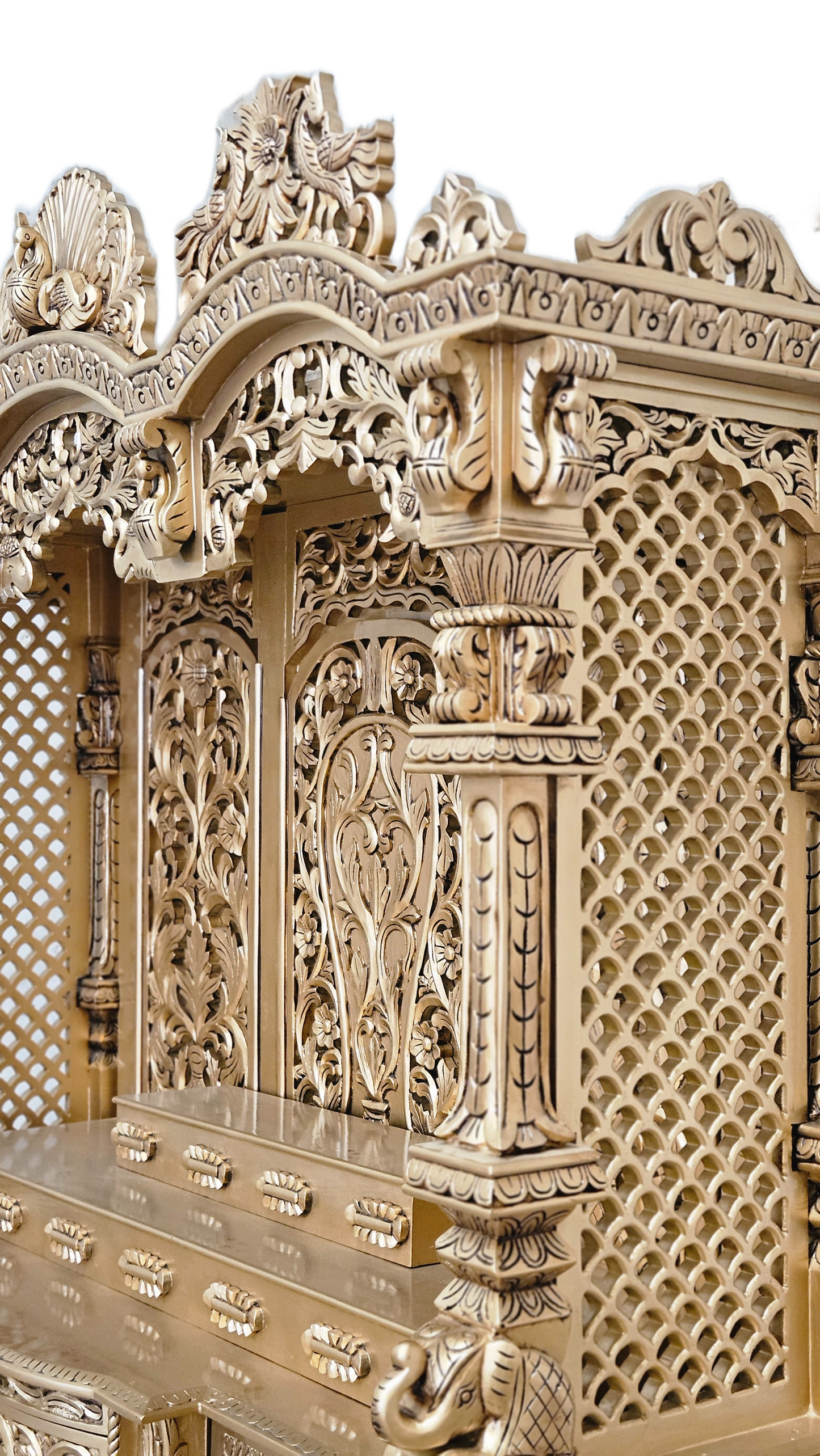 Premium Handcrafted Wooden Temple with Storage Options