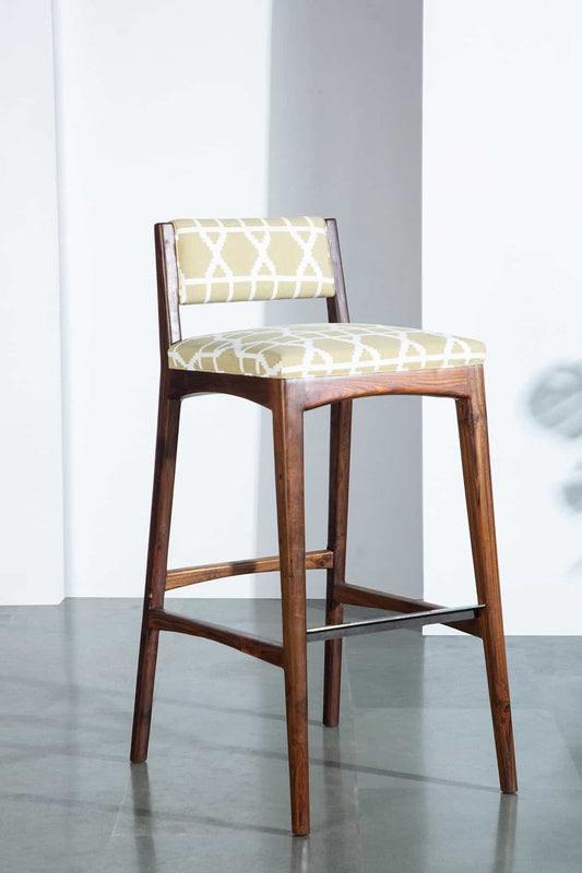 Solid Wood Bar Stool | Backrest High Chair for Dining & Bar Counter